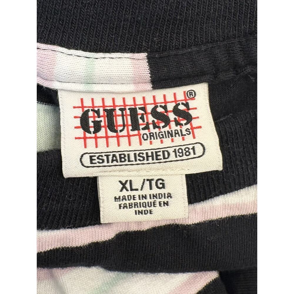Guess Originals Vintage T-Shirt Embroidered Spellout Men XL Striped Tee Retro - Picture 4 of 6